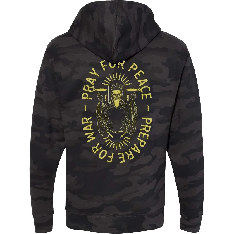 Hoodie for outdoor vibes men-Pray For Peace. Prepare For War. Hoodie