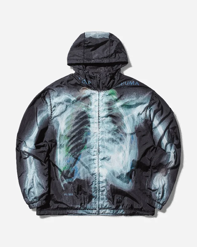 Men’s minimalist zip hoodie-Men's Aries X-Ray Windcheater Jacket Black