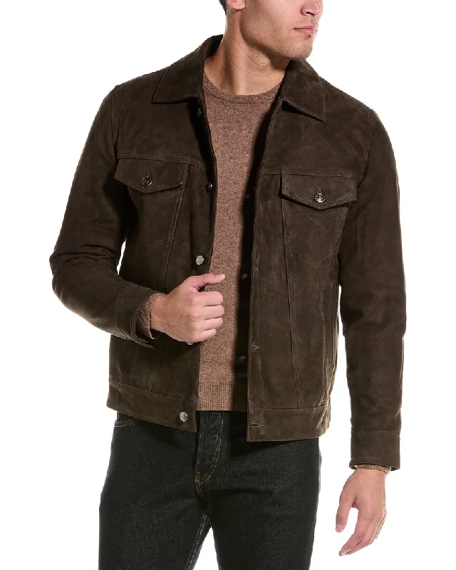 Men's punk jackets-Slate & Stone Suede Trucker Jacket