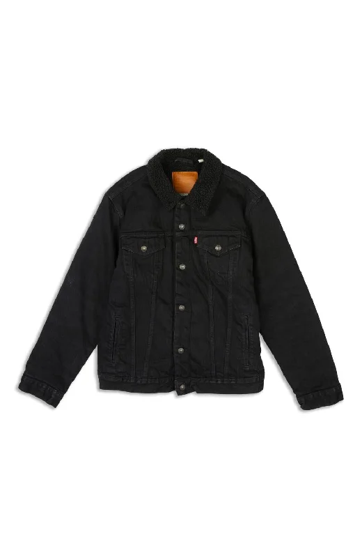 Men's graphic jackets-Type Iii Sherpa Trucker Jacket In Berk-Black