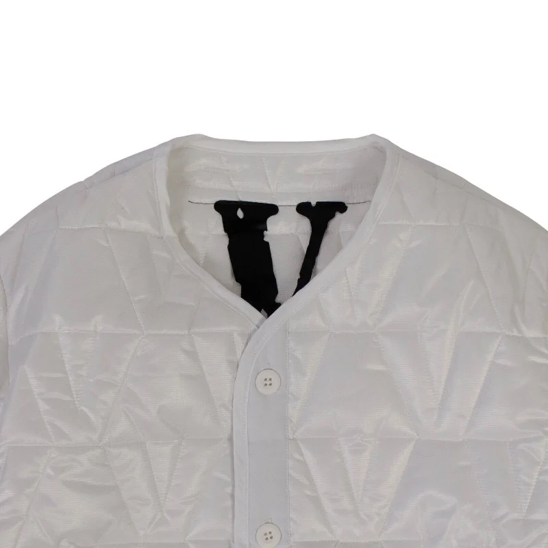 Men's shearling jackets-White V Logo Quilted Jacket