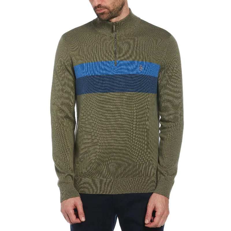 Color Block 1/4 Zip Sweater