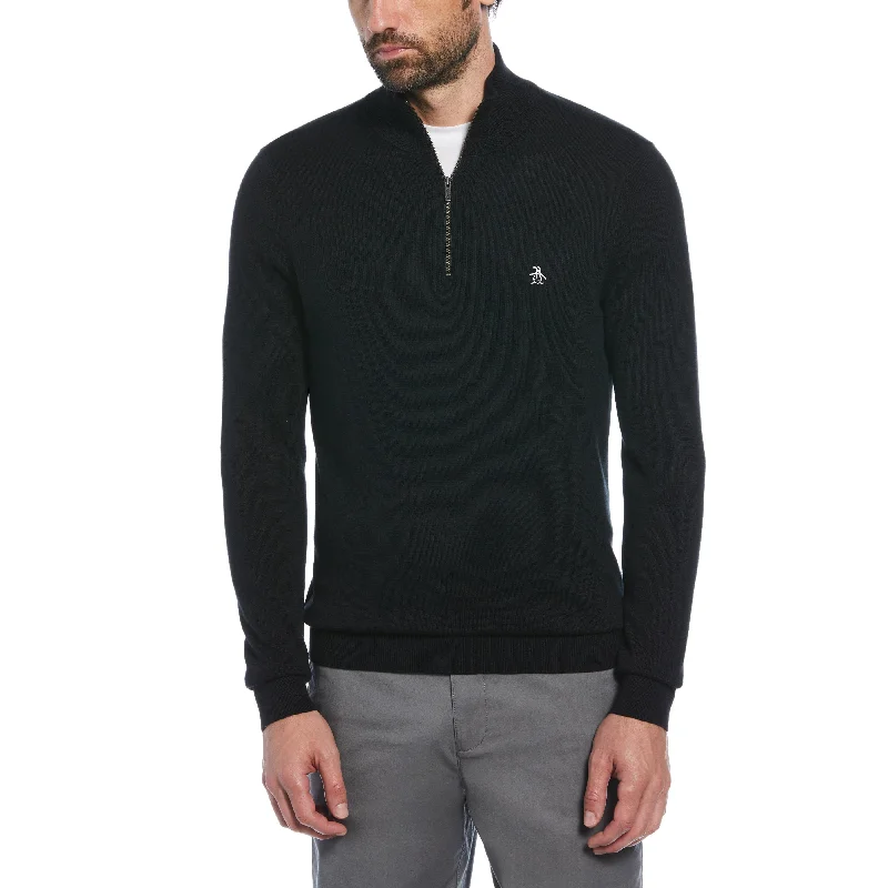 1/4 Zip Cotton Jersey Sweater