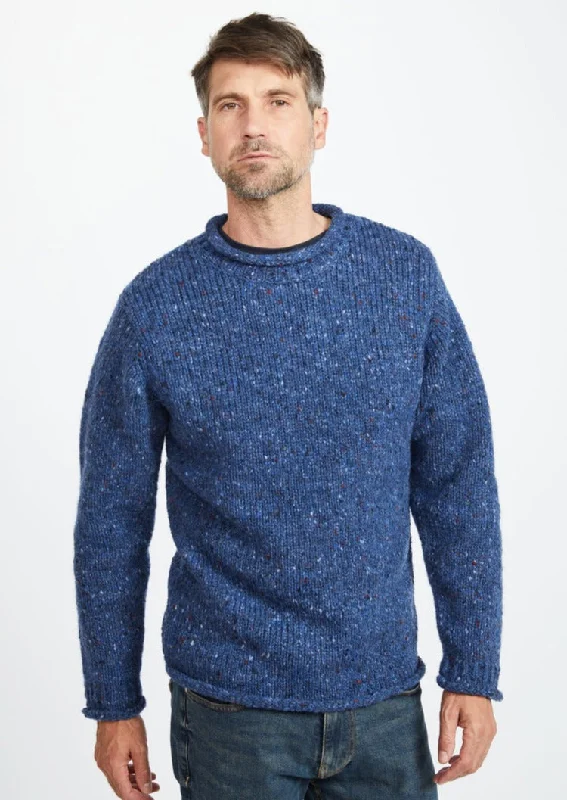 Donegal Roll Neck Fisherman Sweater | Blue