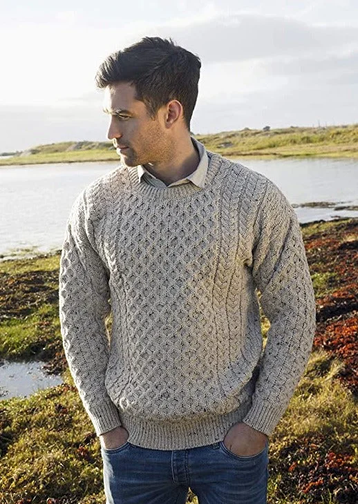 Aran Crew Neck Merino Sweater | Oatmeal