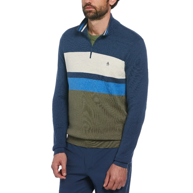 Chest Stripe 1/4 Zip Sweater