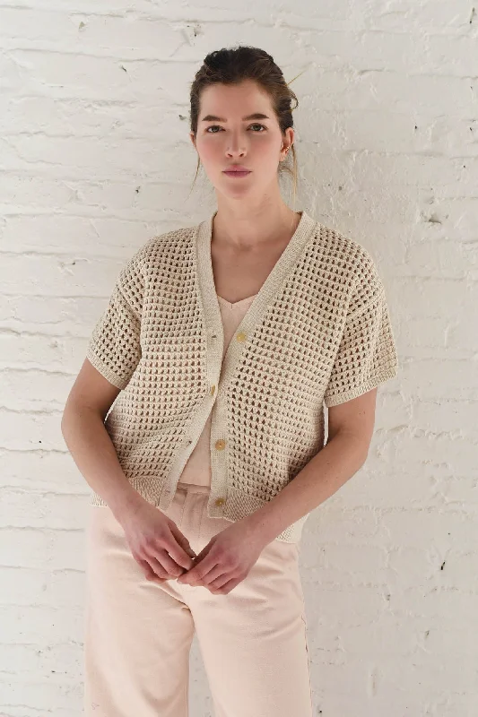 M.PATMOS Knoll Mesh V Cardigan - Ivory