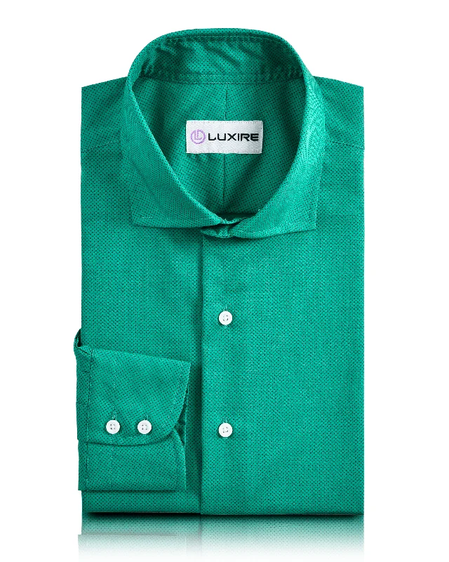 Men's subtle shirts-Green Mini Polka Dots