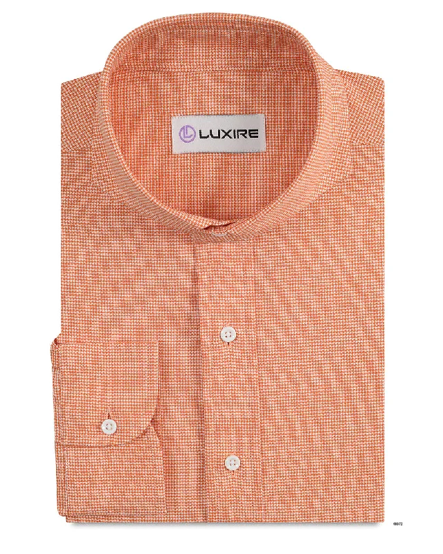 Men's slim-fit shirts-Orange Houndstooth Shirt