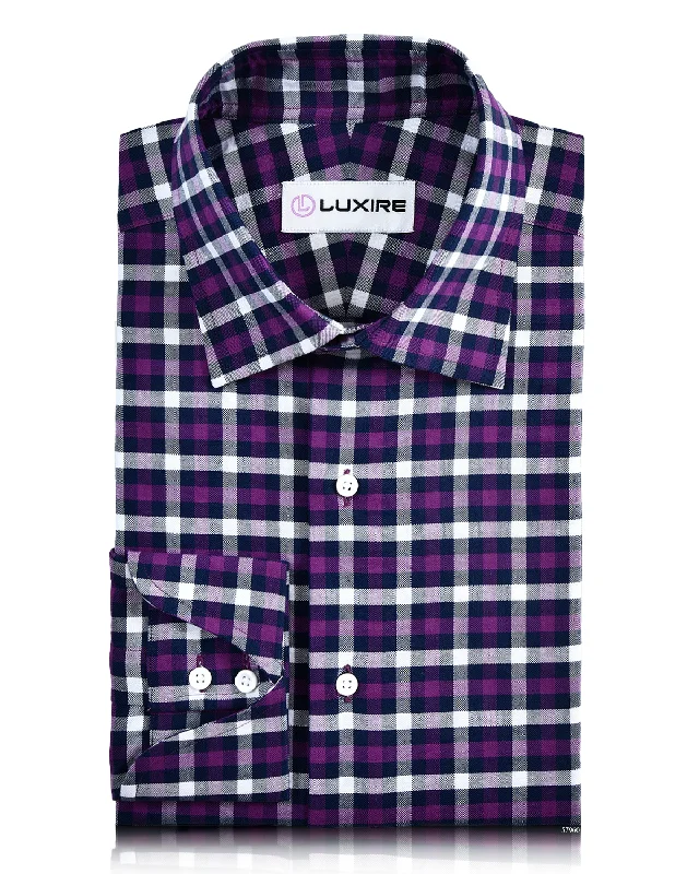 Men's western shirts-Oxford: Shades of Purple Tattersall Madras