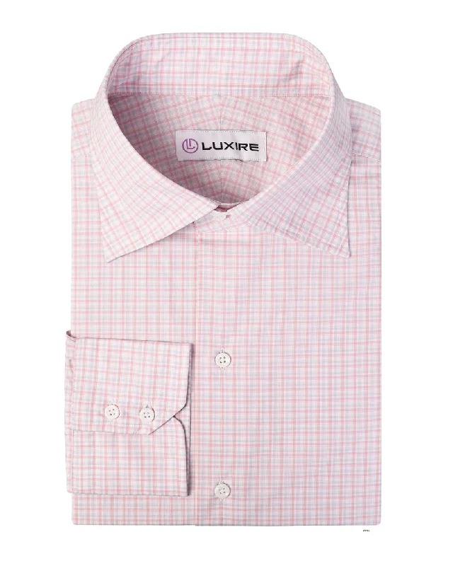 Men's festival shirts-Alumo Salmon Pink and Grey Mini Tartan Checks