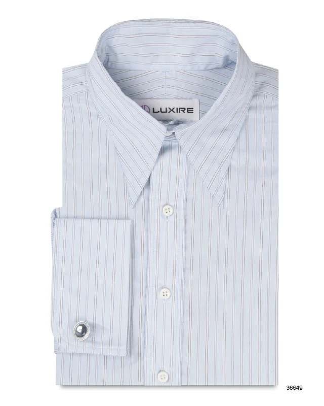 Men's point-collar shirts-Sic-Tess Pale Blue with Black Shadow Stripes 200/2