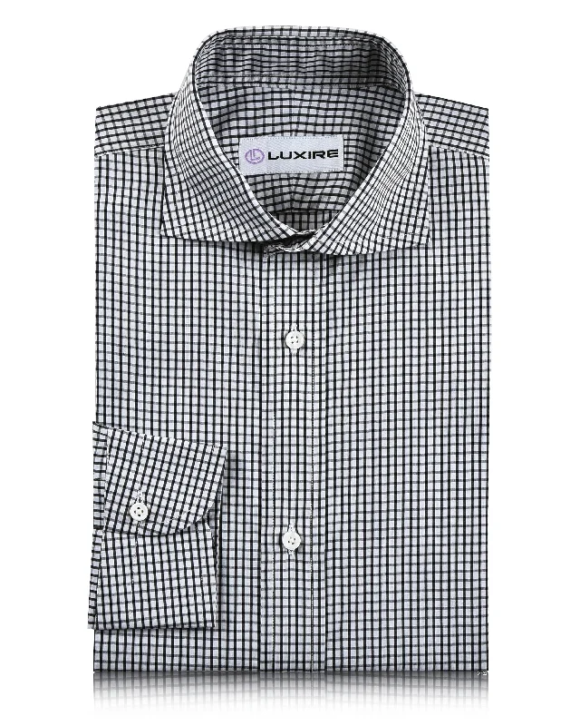 Men's baseball shirts-Brembana Black White Graph checks Shirt