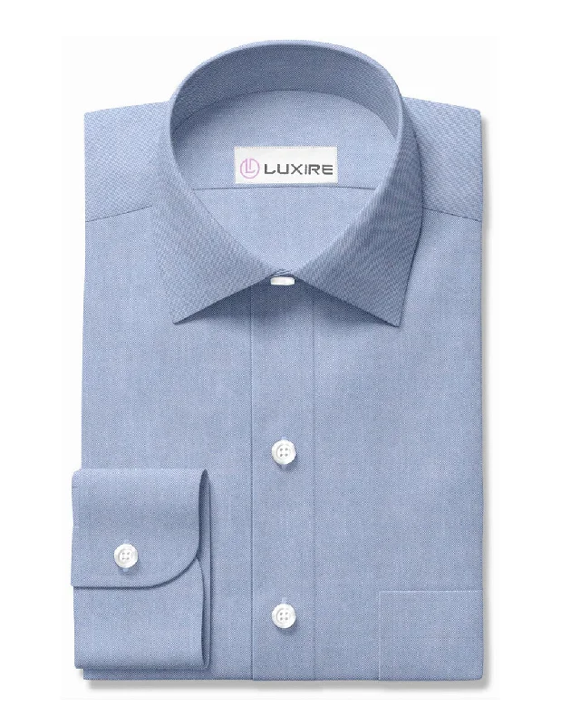 Men's utility shirts-Blue Pinpoint Oxford Dress Shirt