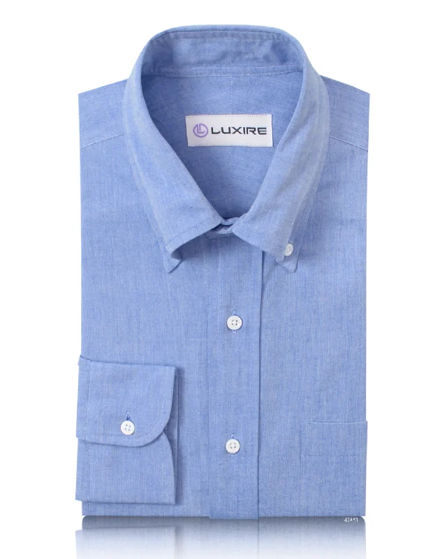 Men's minimalist shirts-Blue Slub Pinpoint Oxford