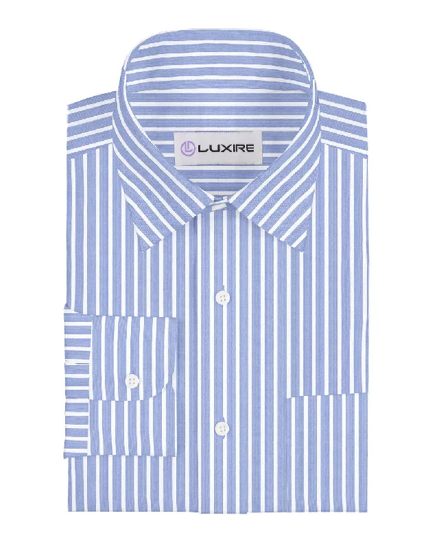 Men's petite shirts-Summer Light Blue Tape Stripes