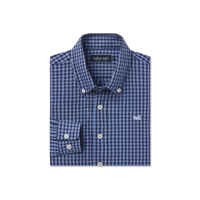 Men's ripped shirts-Youth Memphis Gingham Dress Shirt