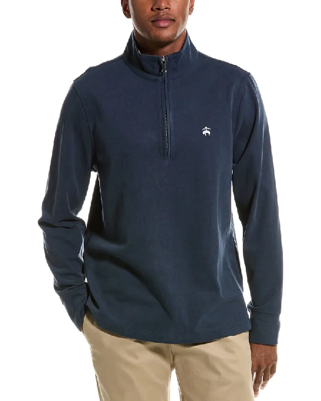 Men's windproof shirts-Brooks Brothers Sueded Mock Pullover