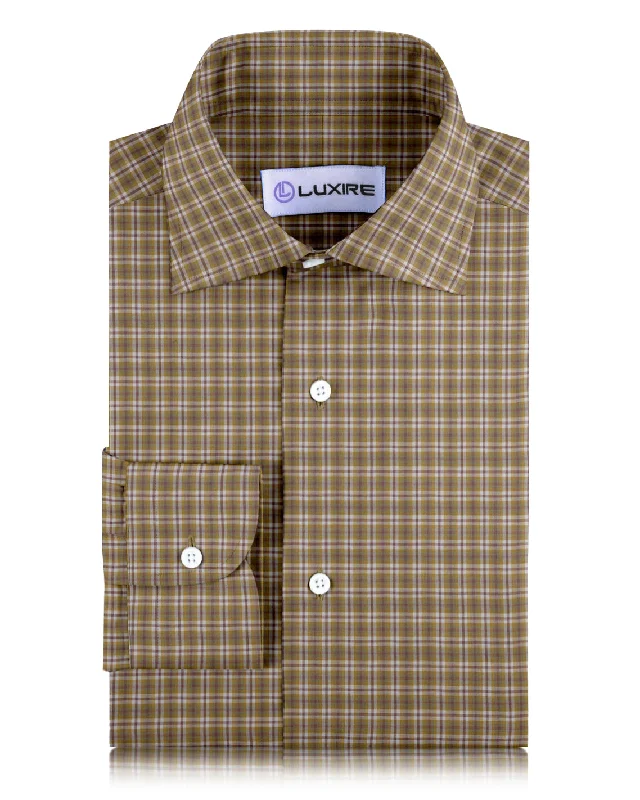 Men's textured shirts-Brown White Crocodile Green Madras Checks