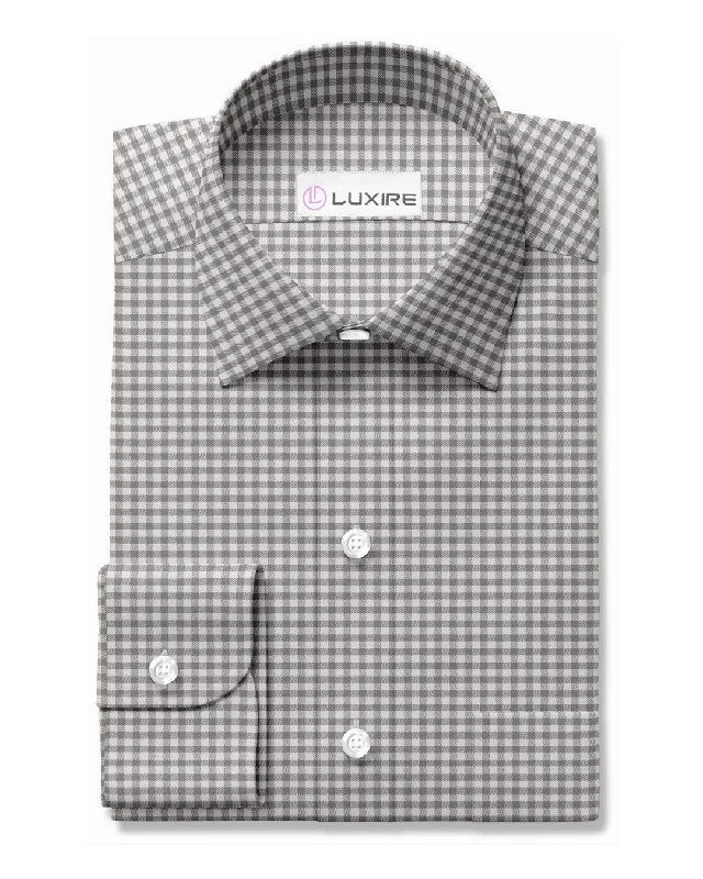 Men's event shirts-Albini: Light Grey Brush Gingham