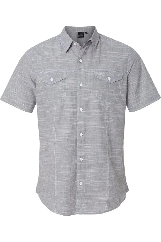 Men's UV-protective shirts-Burnside Textured Solid Short Sleeve Shirt