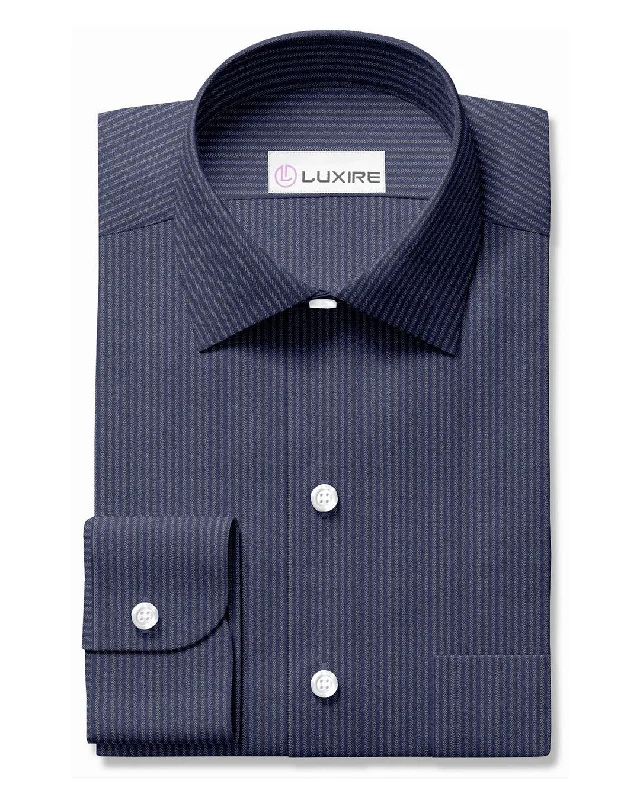 Men's Christmas shirts-Canclini Blues: Blue Stripe Chambray