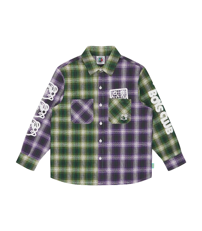 Men's mesh shirts-KIDS CHECK SHIRT - PURPLE