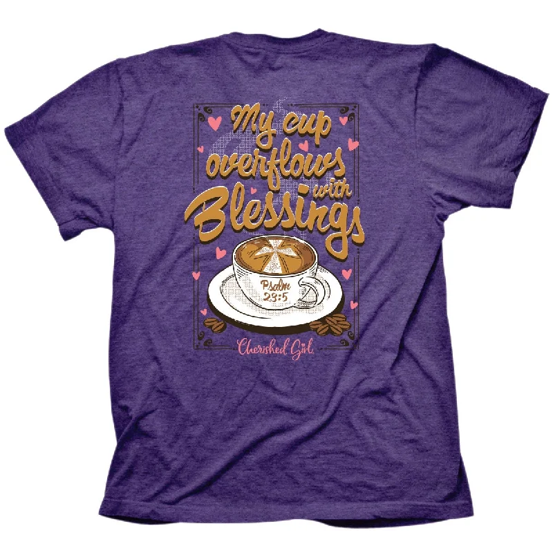 affordable short sleeve shirts for work wear -Cherished Girl Cup Overflowing Christian T-Shirt