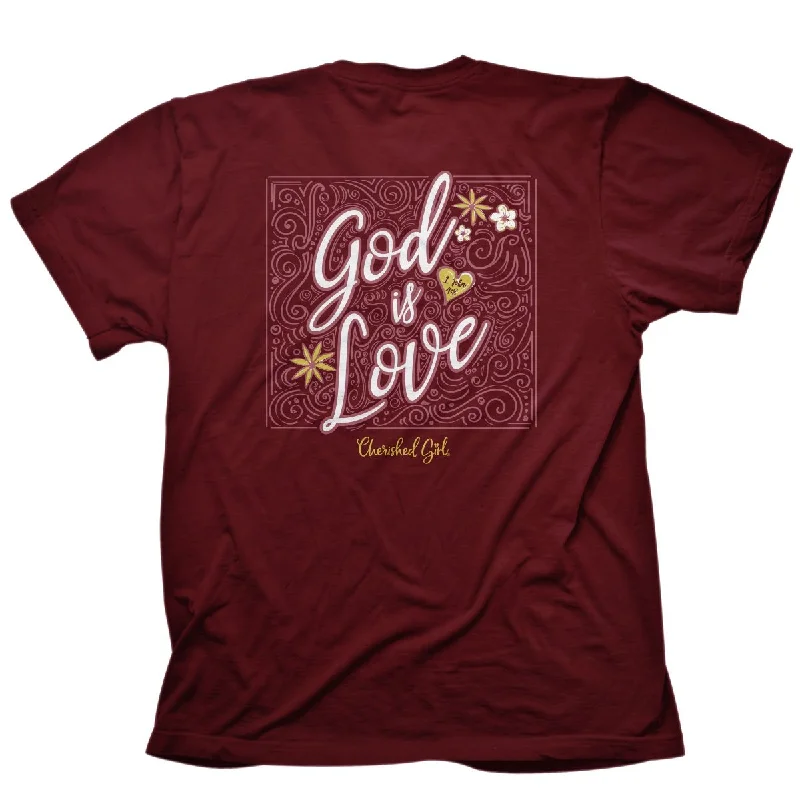 short sleeve shirts for weekend wear for men -Cherished Girl God Is Love Faith T-Shirt