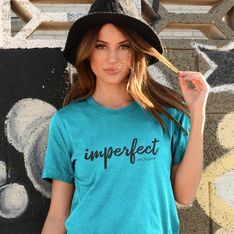 versatile and comfortable short sleeve t-shirts -Cherished Girl Grace & Truth Imperfect and Forgiven Girlie Christian Bright T Shirt