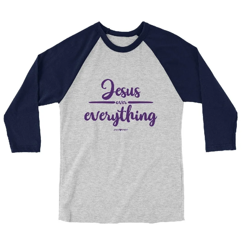 short sleeve t-shirts with modern prints for men -Cherished Girl Grace & Truth Jesus Over Everything  Christian Long Sleeve Raglan T Shirt