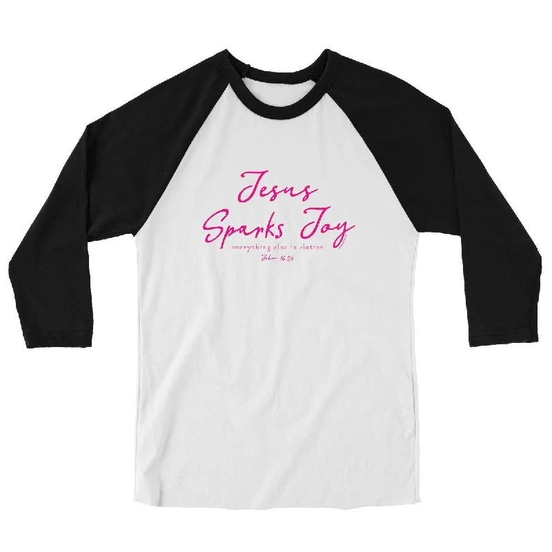 versatile short sleeve shirts for outdoor wear -Cherished Girl Grace & Truth Jesus Sparks Joy Christian Long Sleeve Raglan T Shirt