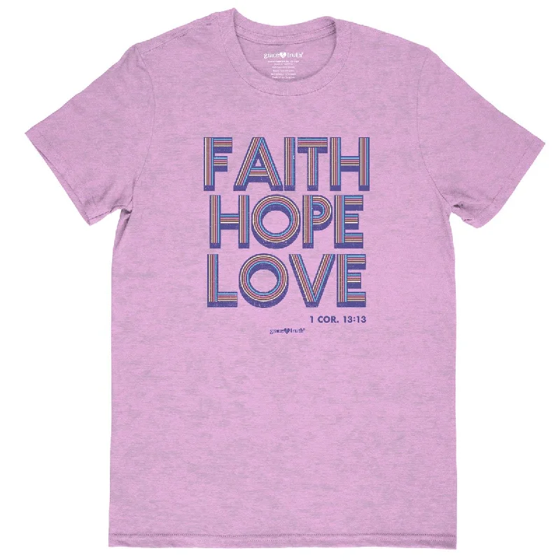 classic short sleeve t-shirts for everyday wear -Cherished Girl Grace & Truth Retro Faith Hope Love Christian T-Shirt