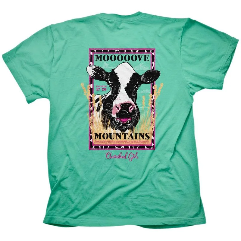 best short sleeve shirts for active men -Cherished Girl Mooooove Mountains Cow Faith T-Shirt