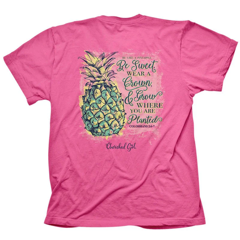 short sleeve t-shirts for active men -Cherished Girl Pineapple Christian T-Shirt