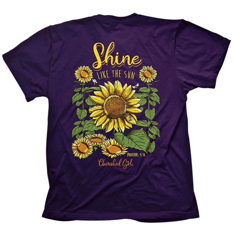 casual beach short sleeve shirts for men -Cherished Girl Shine Sunflower Christian T-Shirt