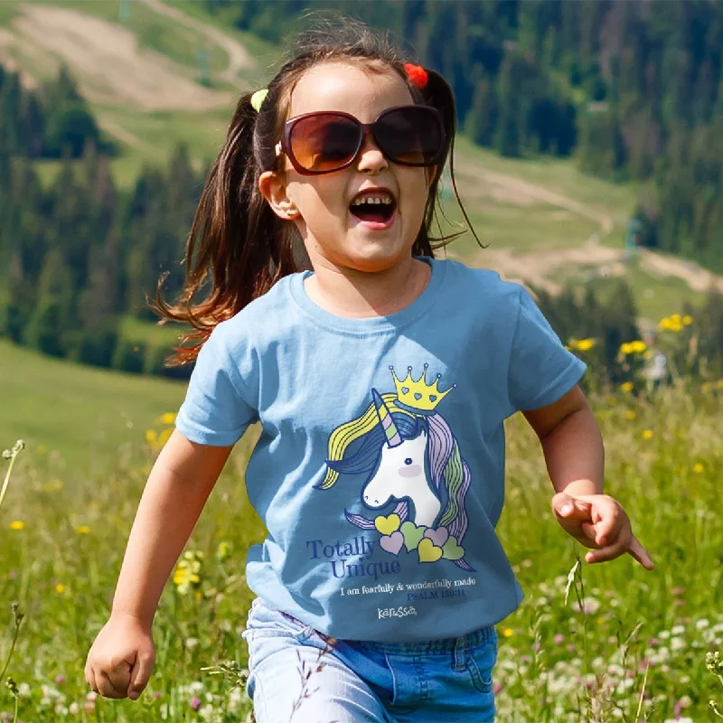 men’s graphic design short sleeve shirts -Cherished Girl Totally Unique Unicorn Christian Toddler Youth Bright T Shirt