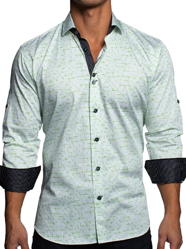 Men's high-collar shirts-Class Tetris Green