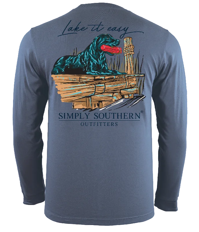 men’s stylish summer short sleeve shirts -SALE Simply Southern Lake Dog Unisex Long Sleeve T-Shirt