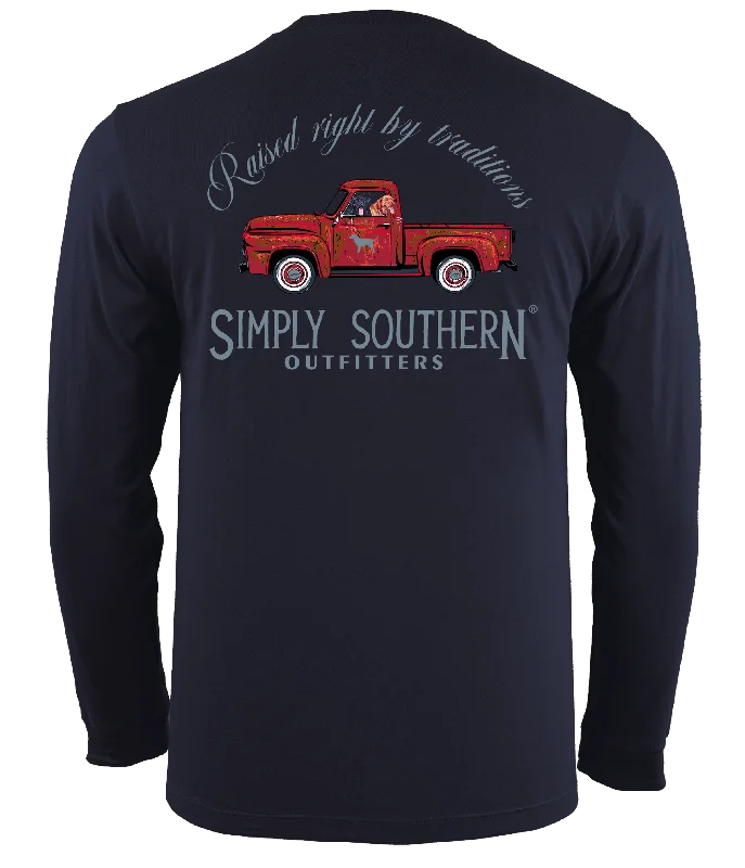 comfortable men’s short sleeve shirts for vacation -Simply Southern Raised Right Truck Unisex Long Sleeve T-Shirt