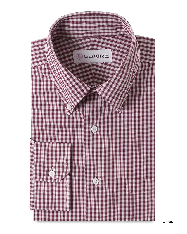 Men's cooling shirts-Brick Maroon Gingham Checks