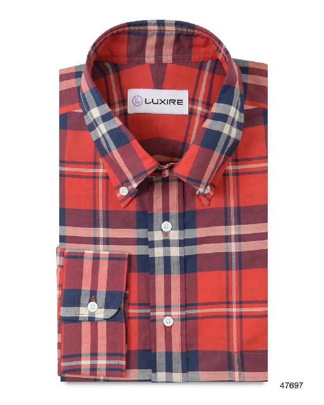 Men's commuter shirts-Classic Red Blue Madras Checks