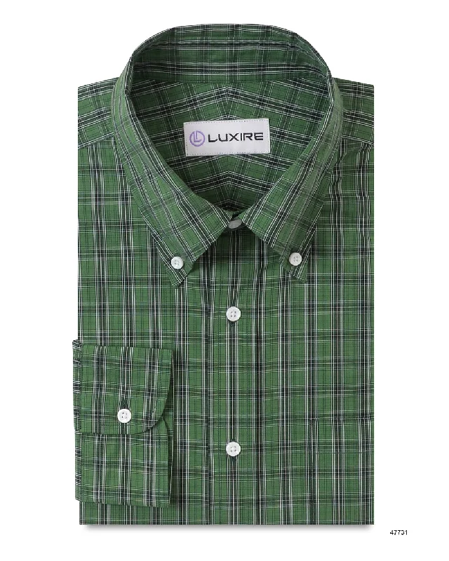 Men's writer shirts-Green Black Tattersall Checks