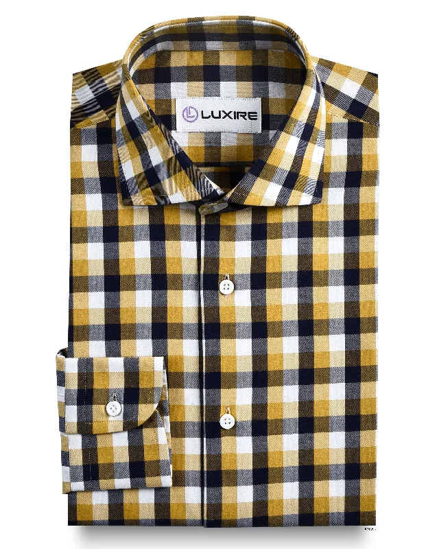 Men's high-quality shirts-Fall Checks: Light Mustard Purple Gingham