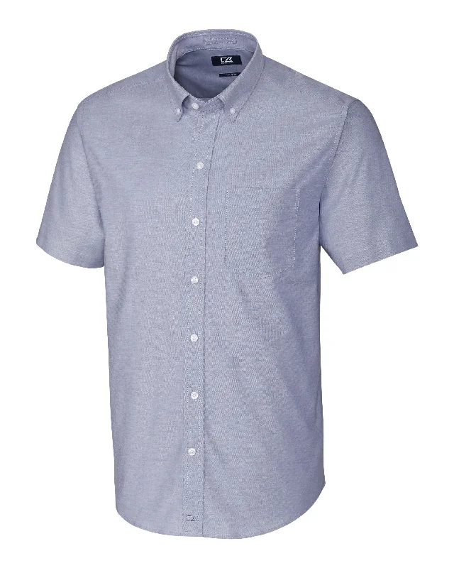 Men's barrel-cuff shirts-Cutter & Buck Stretch Oxford Mens Short Sleeve Dress Shirt