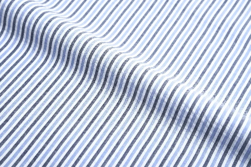 Men's retro shirts-Dark Blue With Black Stripes On White Shirt