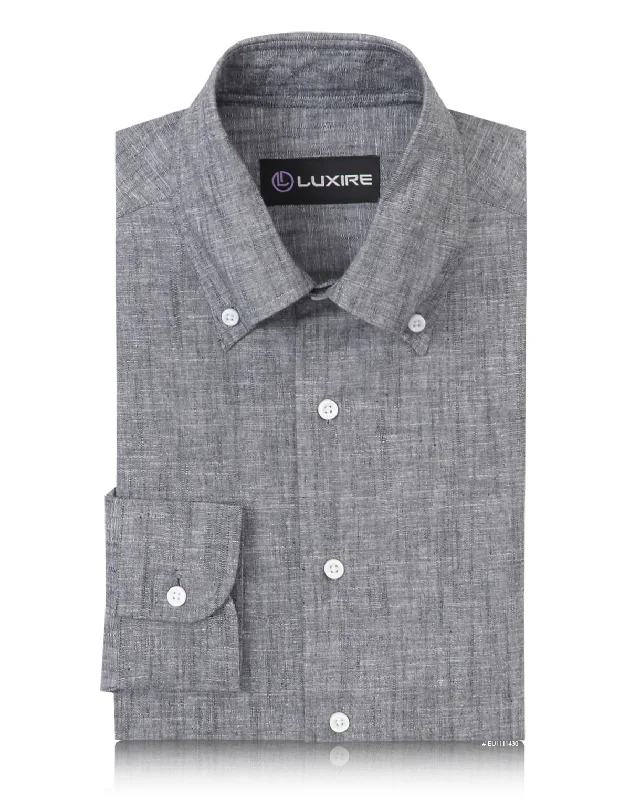 Men's spread-collar shirts-Dark Grey Chambray