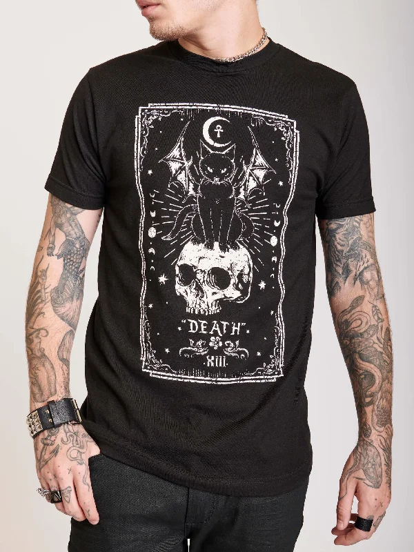 men’s stylish short sleeve button shirts -Death Tarot T-shirt