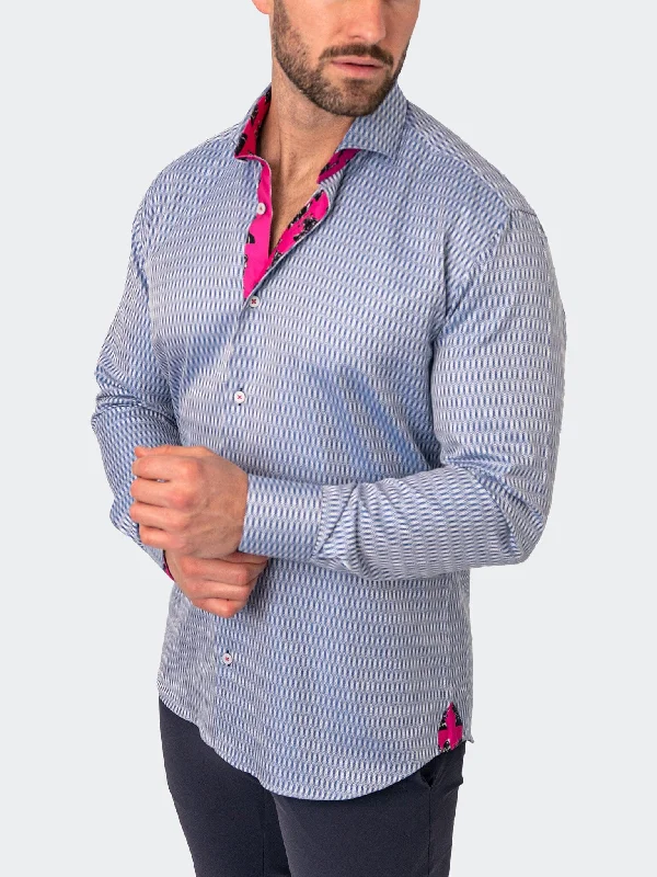 Men's cuffed shirts-Einstein Blurred Blue