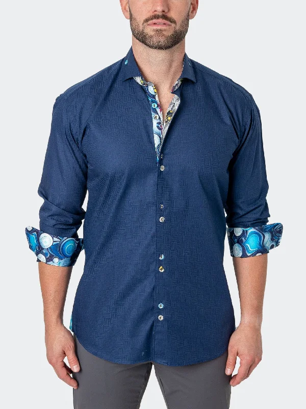 Men's tab-collar shirts-Einstein Cubic Blue